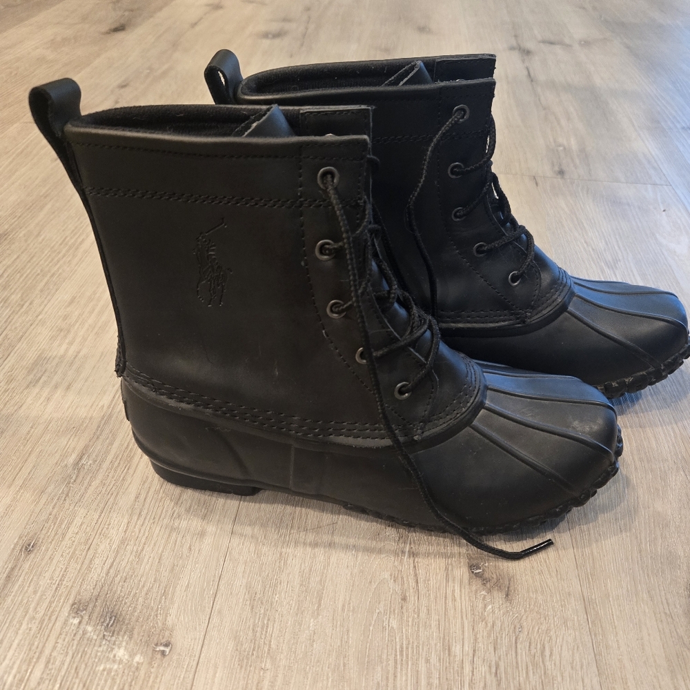 Polo Ralph Lauren Black Leather Duck Boots Womens Size 6